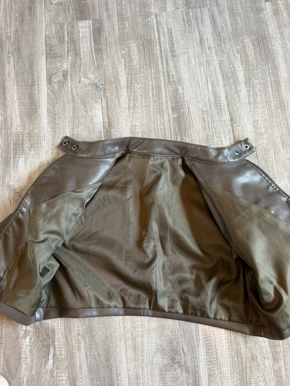 Cropped Brown Leather Moto Jacket - Picture 4 of 7